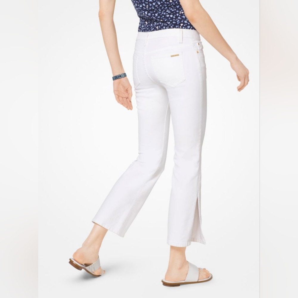 🤍 Michael Kors Split Lace Hem Cropped Flared Jeans Sizes 4P & 6P Available NWT